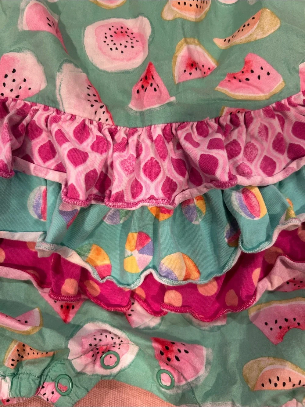 Matilda Jane Size 6-12M Mint Green Watermelon Tiered Romper